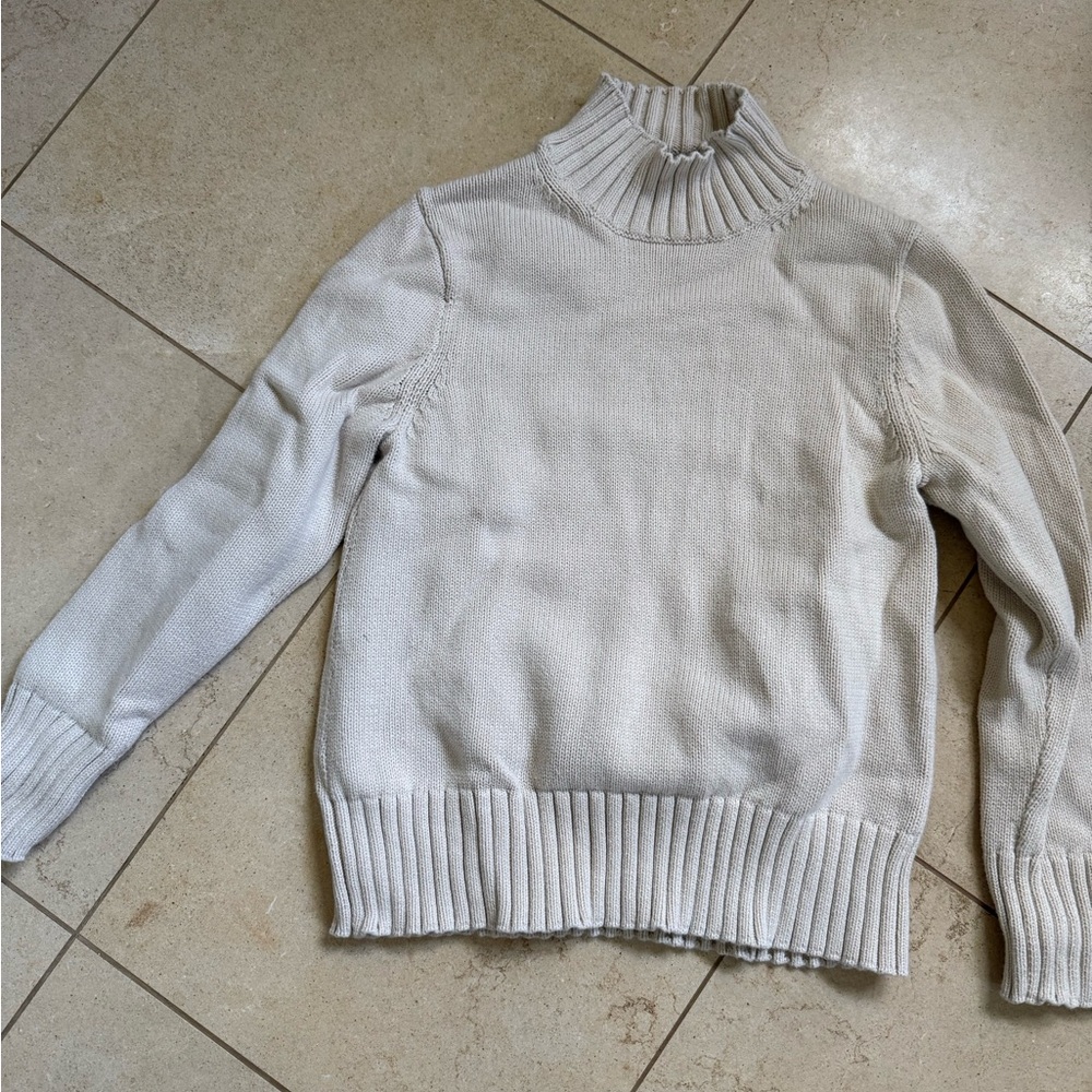 J. Crew Cream Ribbed Turtleneck Sweater
